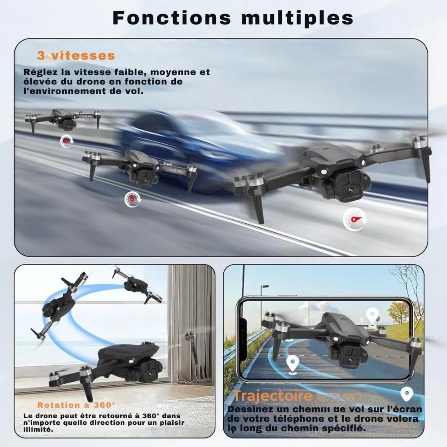 Drone 4K avec Double Caméra – Vidéo HD 5G, WiFi & Radiocommande