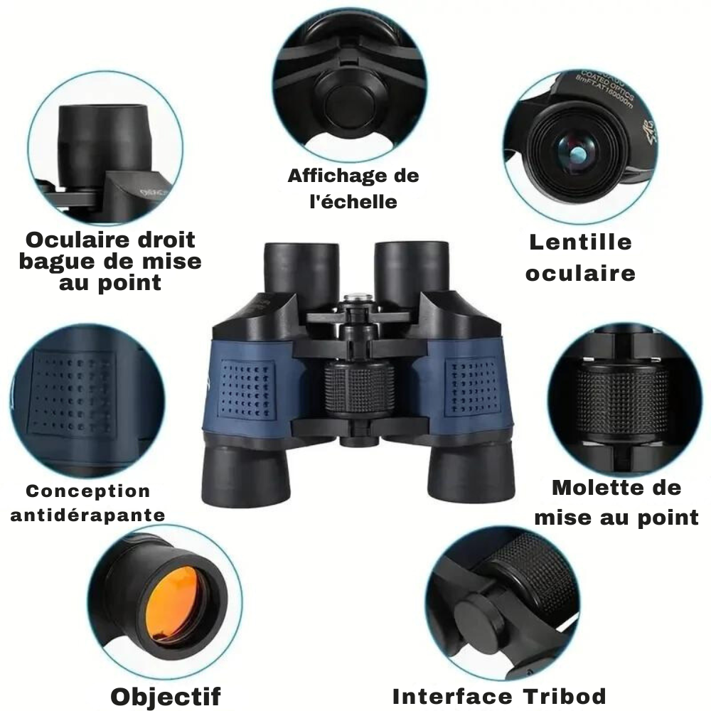 Jumelles de Randonnée 80x80 Vision Nocturne Chasse 1600M