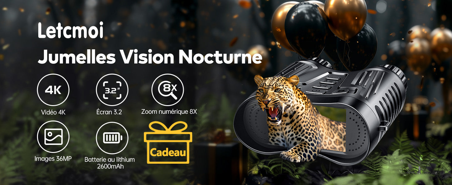 Jumelles Vision Nocturne Infrarouge 300M 36MP Photo et 4K Vidéo | NV2180