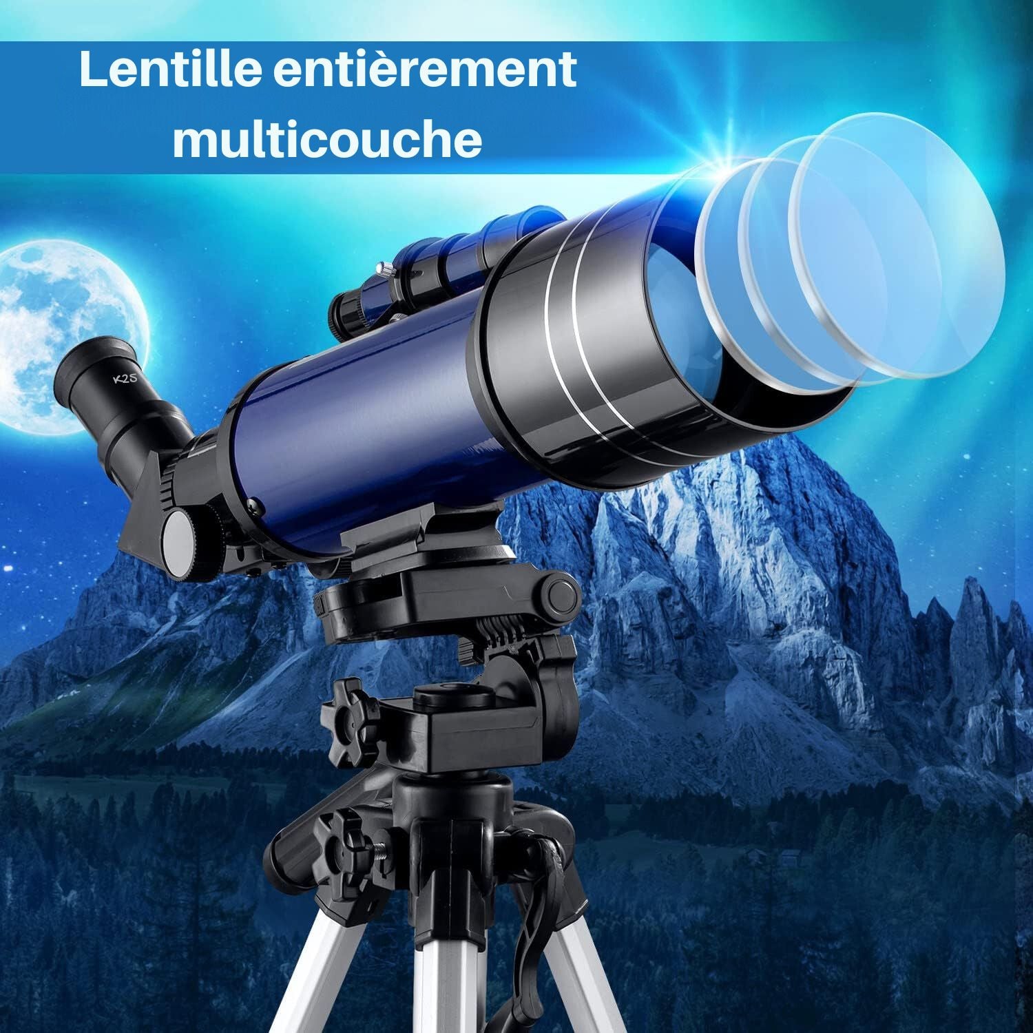 Télescope Astronomique – Observation Lune et Étoiles + Support Smartphone