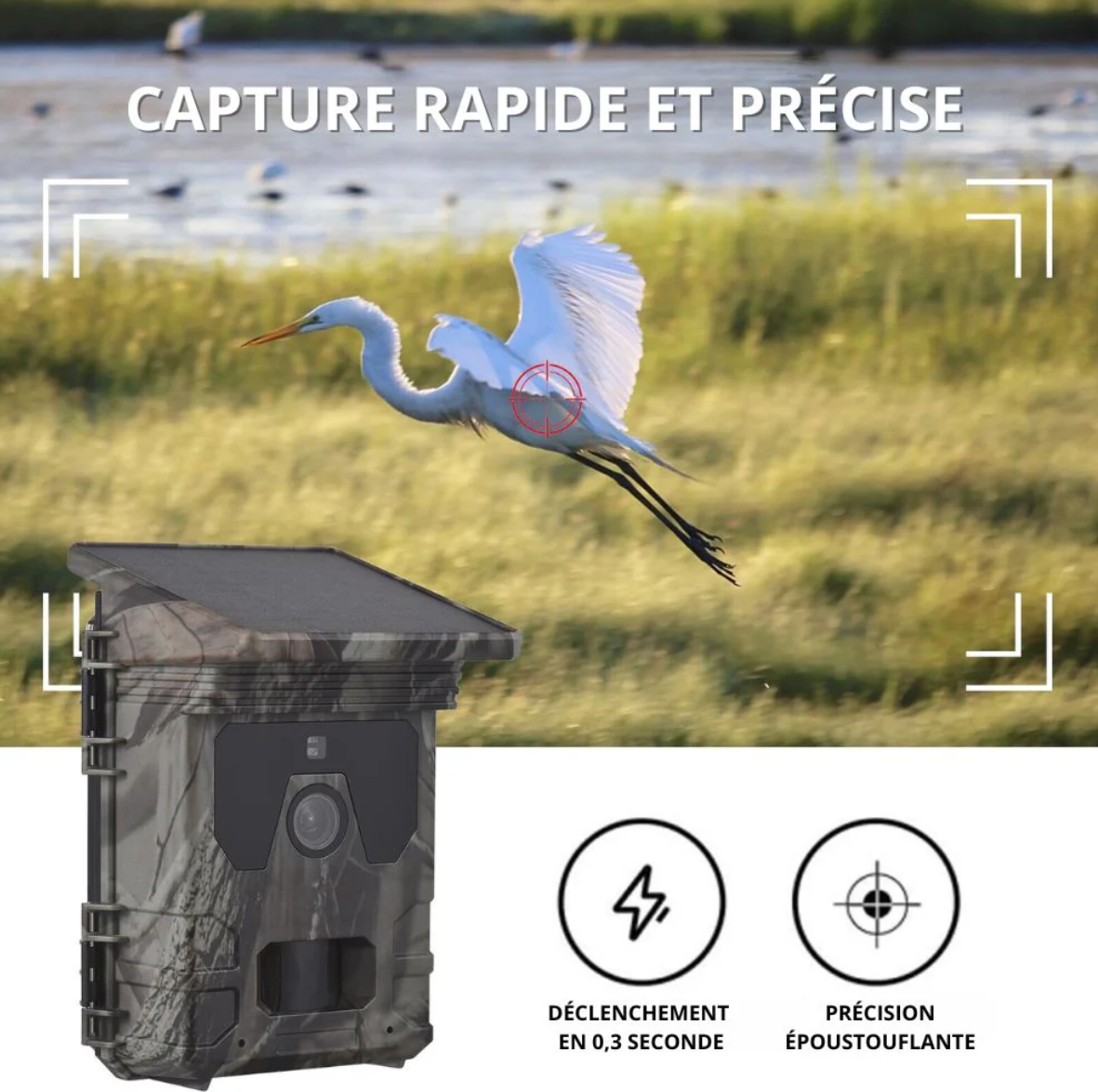 Caméra de Chasse Solaire 4G avec Ecran 4K HD Vision Nocturne SMS + Carte Mémoire 128 GB