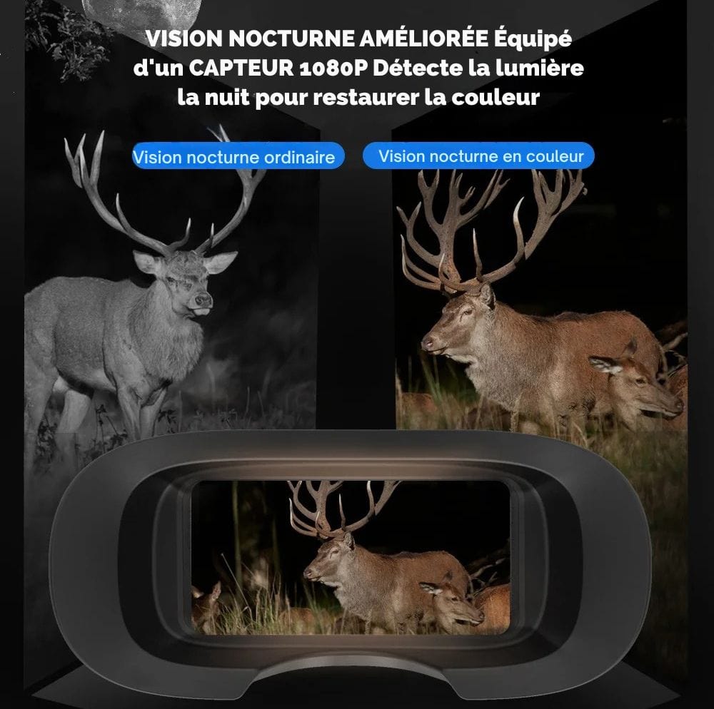 Jumelles Vision Nocturne HD 500m Militaire –Zoom 12x & Batterie Longue Durée