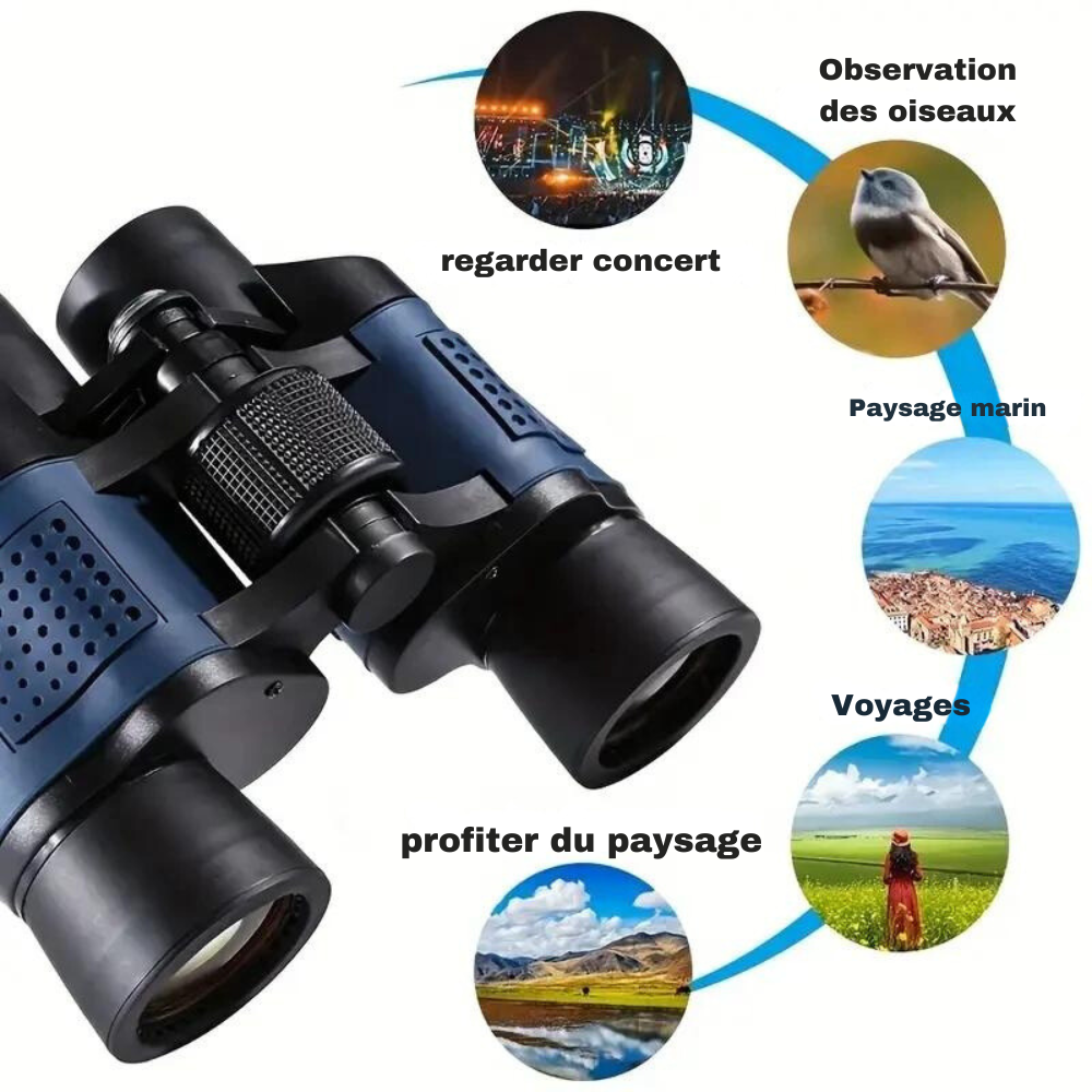 Jumelles de Randonnée 80x80 Vision Nocturne Chasse 1600M