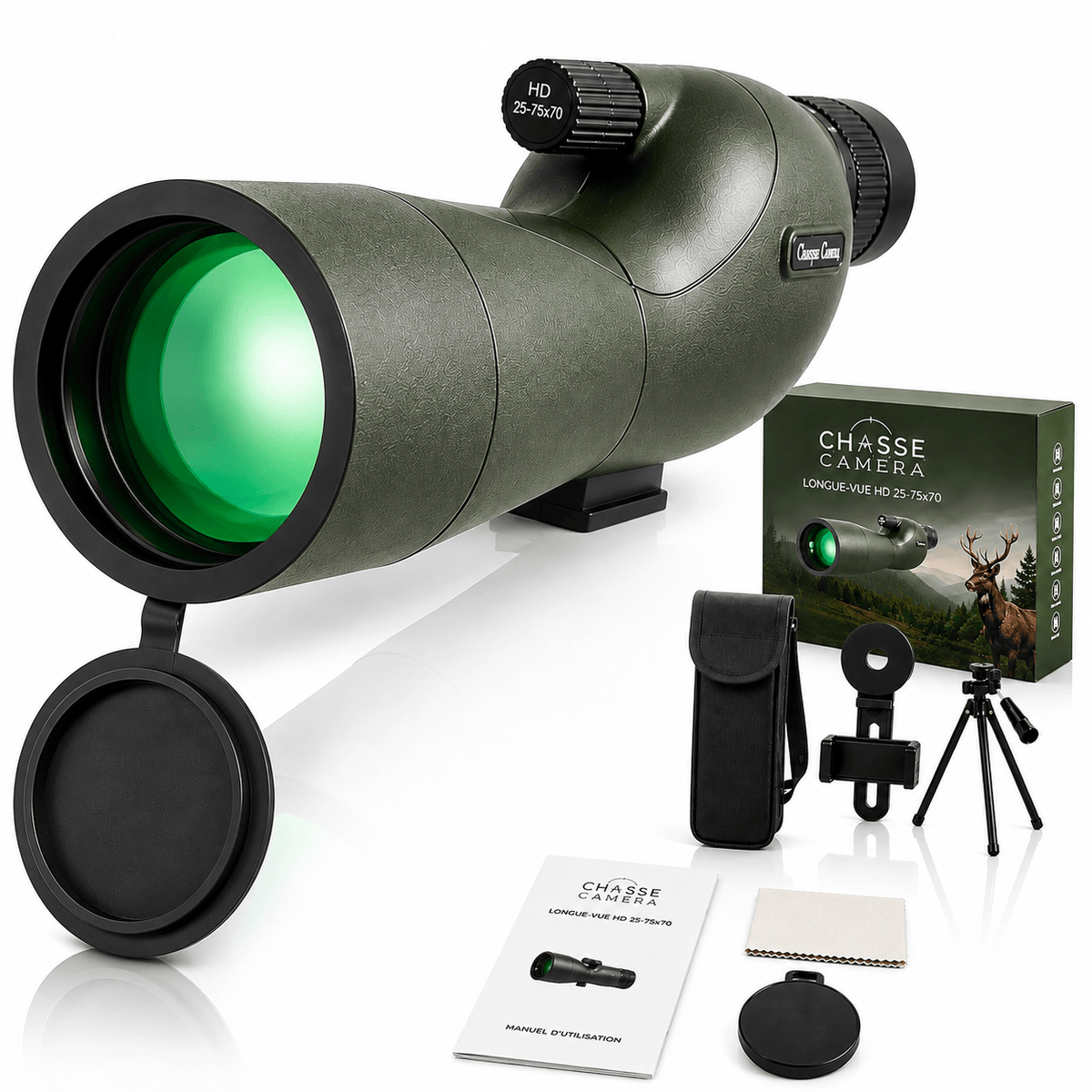 Longue vue 25-75x60 HD Télescope +Trépied