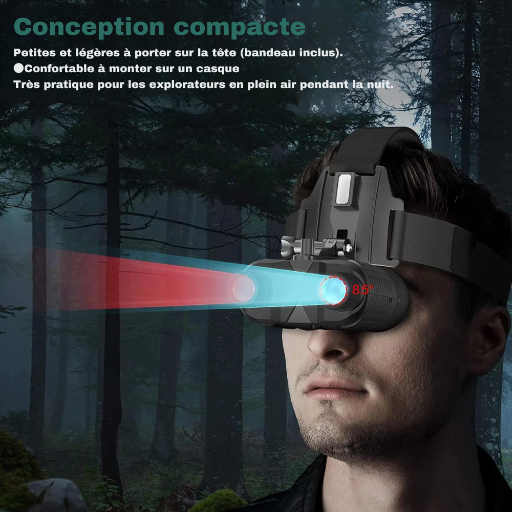 Jumelles à vision nocturne 8X 4K Serre-tête – Infrarouge, Chasse NV400