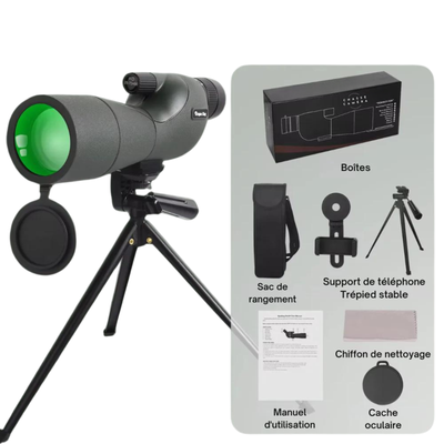 Longue vue 25-75x60 HD Télescope +Trépied