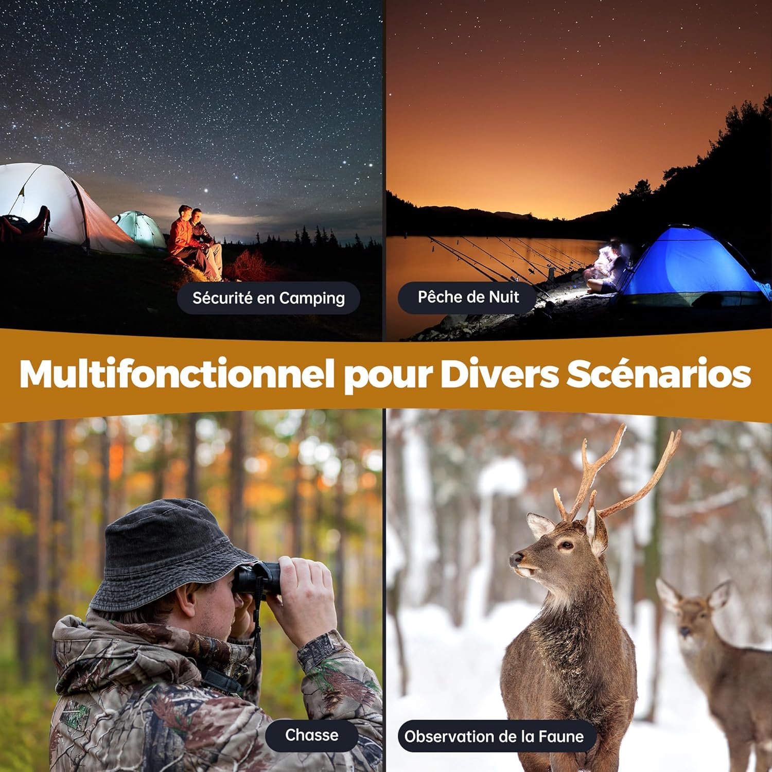 Jumelles de Vision Nocturne 4K, Zoom numérique 8X Chasse Observations  