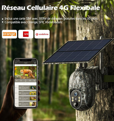 Caméra de chasse 4G avec vision nocturne pour surveillance extérieure
