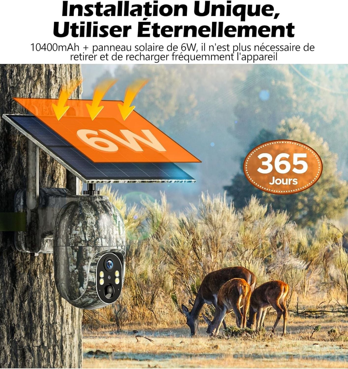 Caméra de Chasse 4G LTE Solaire 2.5K Surveillance – Vision Nocturne & Alerte Instantanée sms/mms