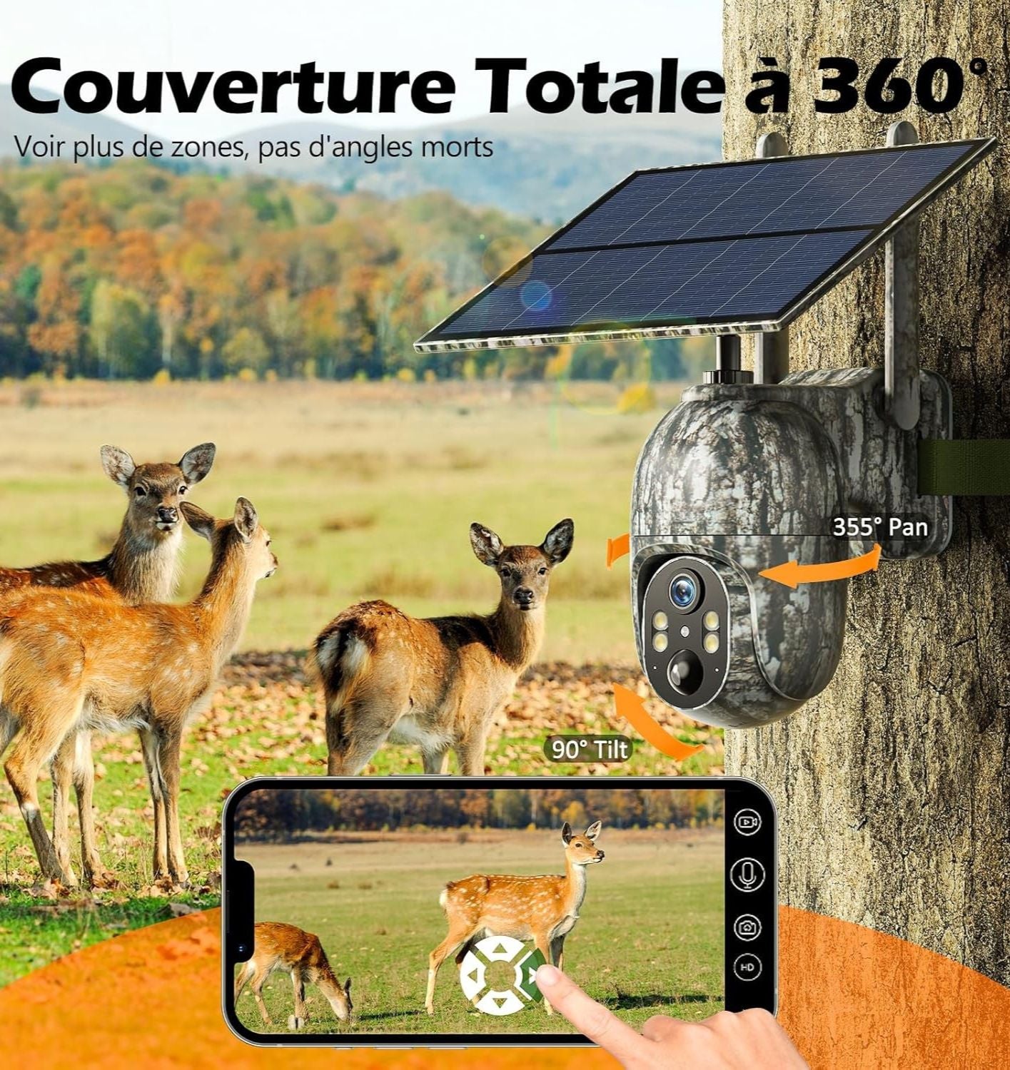 Caméra de Chasse 4G LTE Solaire 2.5K Surveillance – Vision Nocturne & Alerte Instantanée sms/mms