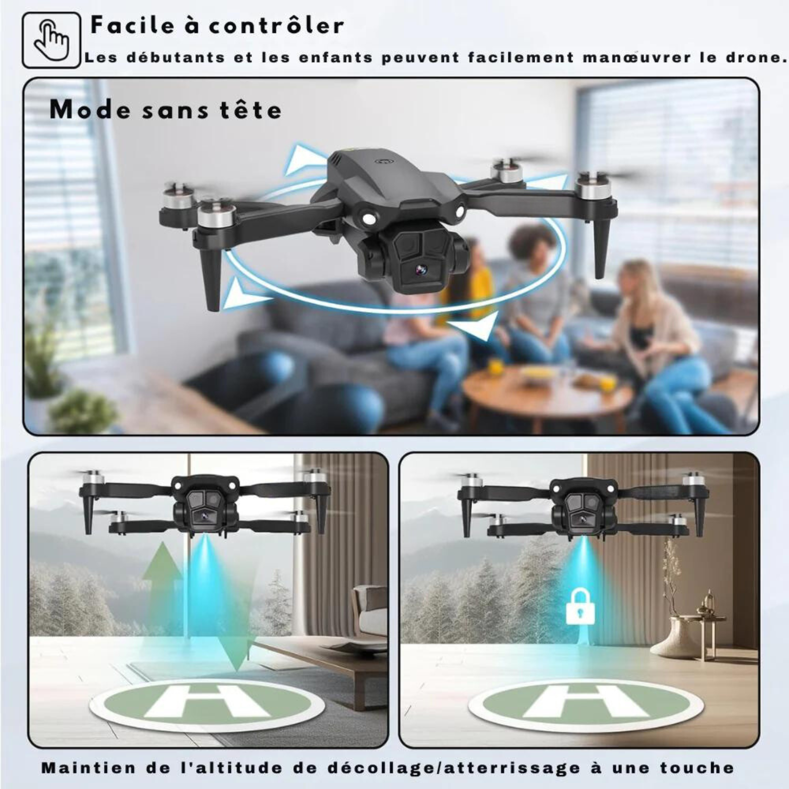Drone 4K avec Double Caméra – Vidéo HD 5G, WiFi & Radiocommande