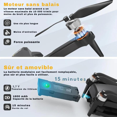 Drone 4K avec Double Caméra – Vidéo HD 5G, WiFi & Radiocommande