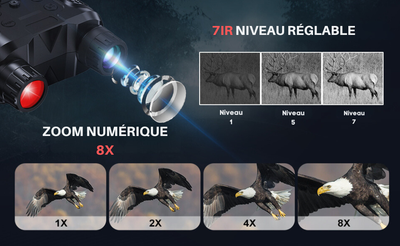 Jumelles à vision nocturne 8X 4K Serre-tête – Infrarouge, Chasse NV400