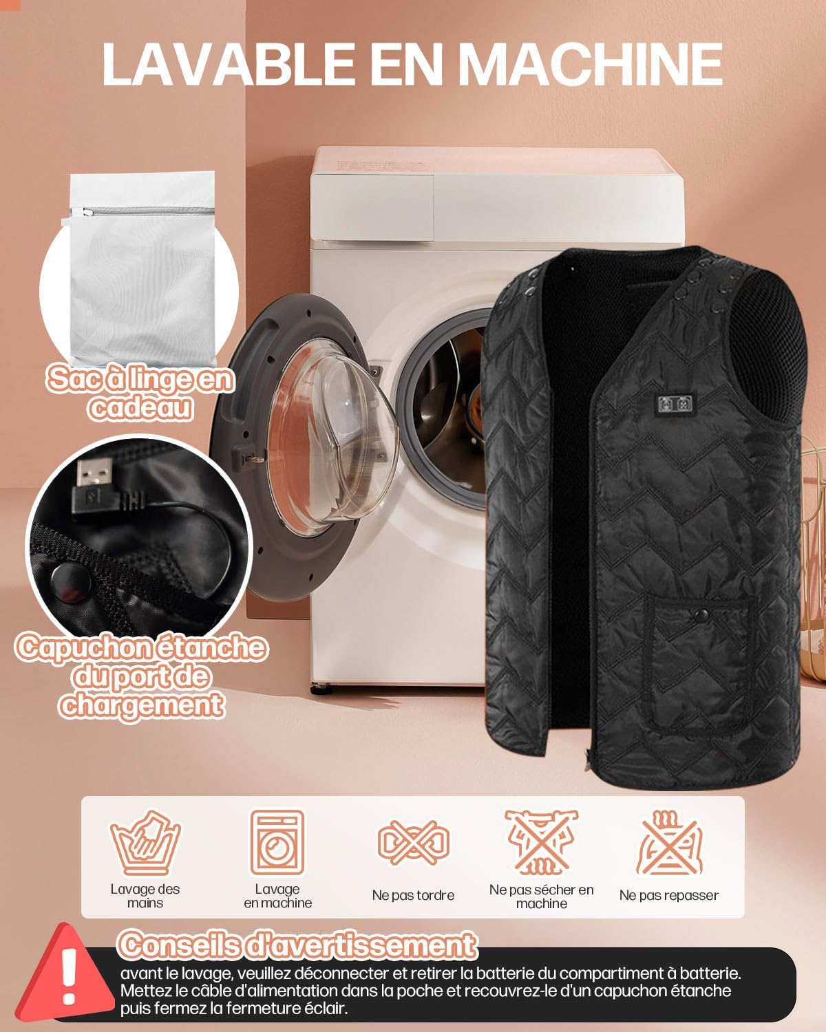 Gilet Chauffant Taille Ajustable Homme et Femme 
