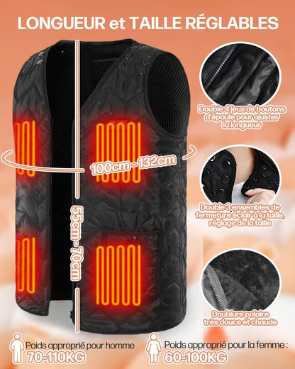 Gilet Chauffant Taille Ajustable Homme et Femme 
