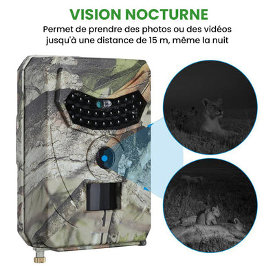 Caméra de Chasse Extérieure 12MP - Vision Nocturne Infrarouge Détection de Mouvement Sms