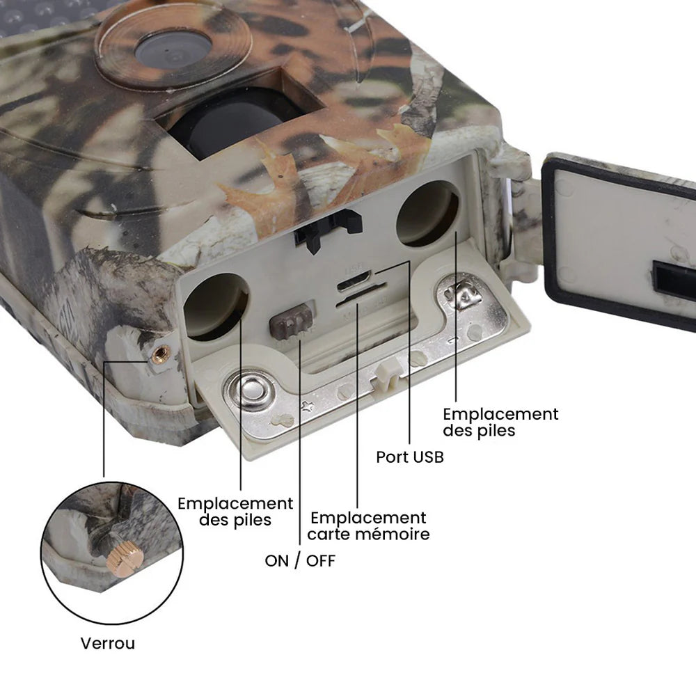 Caméra de Chasse Extérieure 12MP - Vision Nocturne Infrarouge Détection de Mouvement Sms