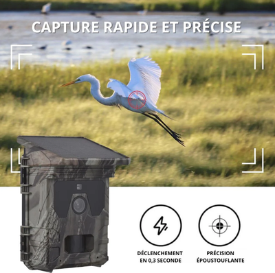 Caméra de Chasse Solaire  4G avec  Ecran 4K HD Vision Nocturne SMS + Carte Mémoire 128 GB