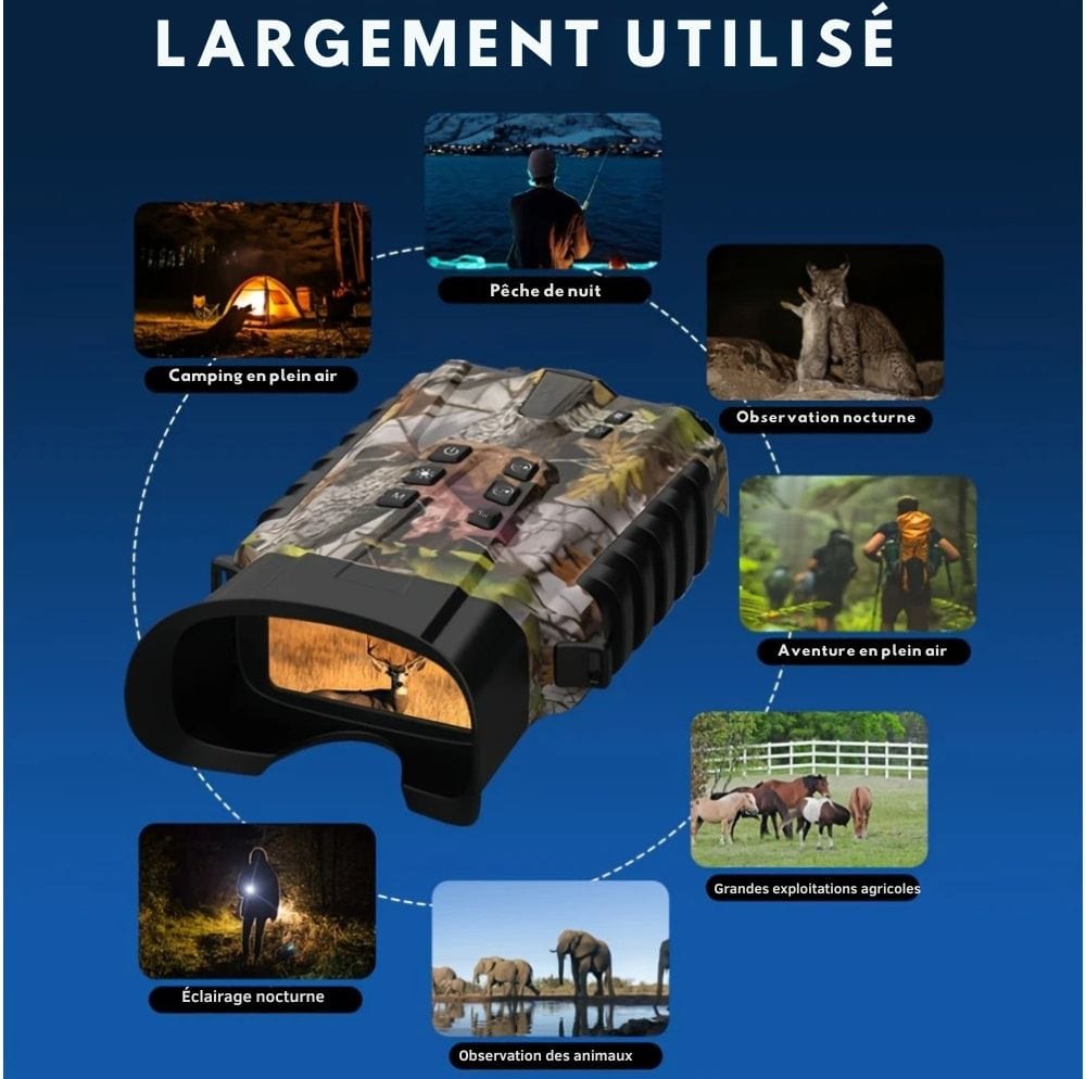 Jumelles Vision Nocturne HD 500m Militaire –Zoom 12x & Batterie Longue Durée