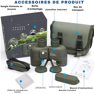 Jumelles Militaires 10x50 Boussole, Télémètre, Imperméables - Vision Nocturne