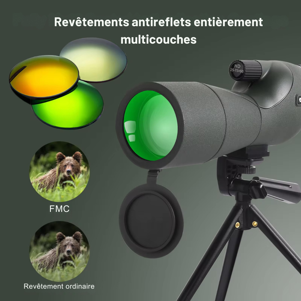 Longue vue 25-75x60 HD Télescope +Trépied